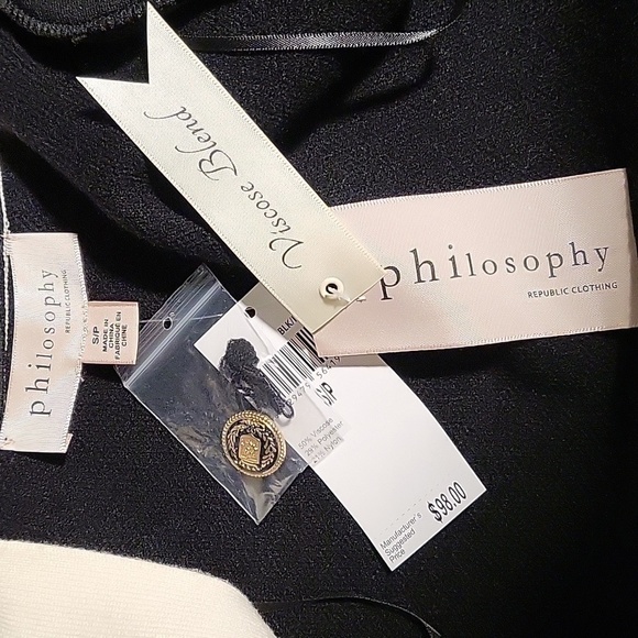 Philosophy Viscose Blend Black and Ivory 2 Pocket Duster Sweater Size S - Picture 9 of 12